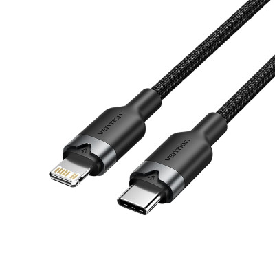 USB to Lightning Cable Vention 3A CABLECABL Black Aluminium