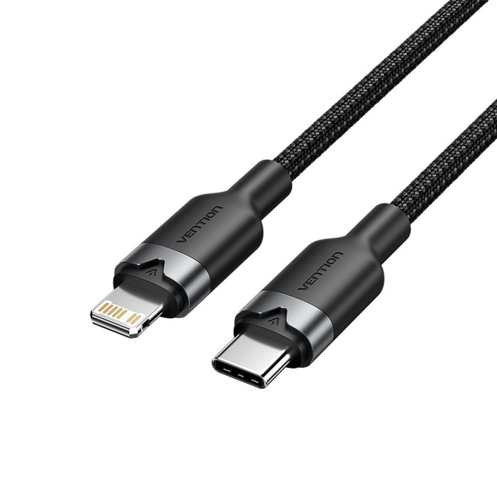 USB to Lightning Cable Vention 3A CABLECABL Black Aluminium