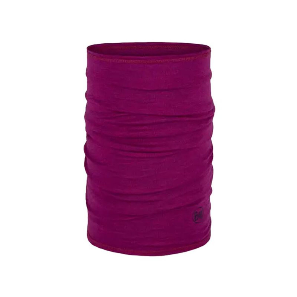 Neck Warmer Buff Merino Lightweight Solid Magenta Brown