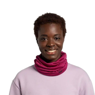 Neck Warmer Buff Merino Lightweight Solid Magenta Brown