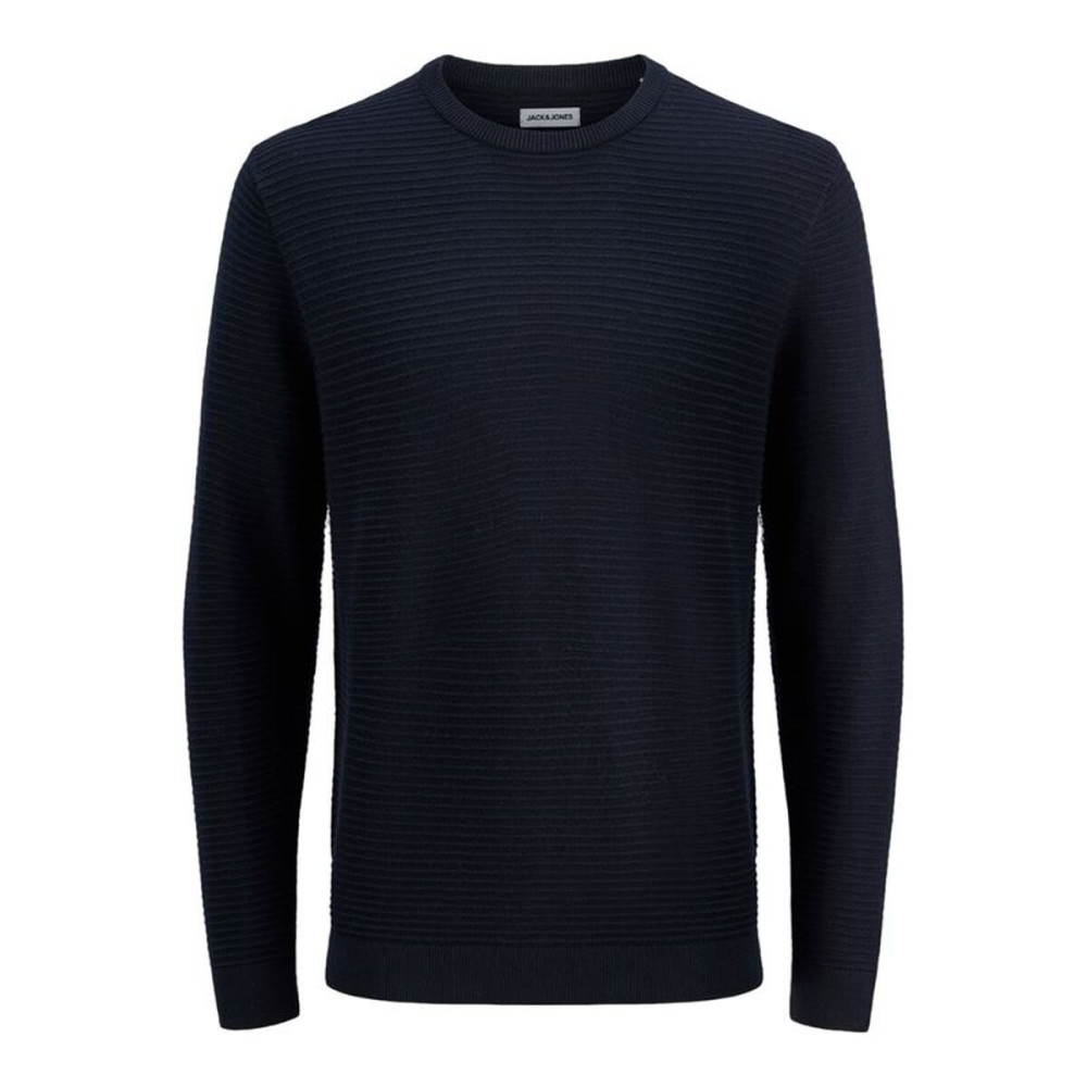 Men’s Sweatshirt without Hood Jack & Jones Jjotto Knit Crew Neck Sky Navy Blue