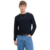 Men’s Sweatshirt without Hood Jack & Jones Jjotto Knit Crew Neck Sky Navy Blue