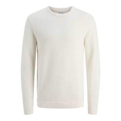 Men’s Sweatshirt without Hood Jack & Jones Jjotto Knit Crew Neck White