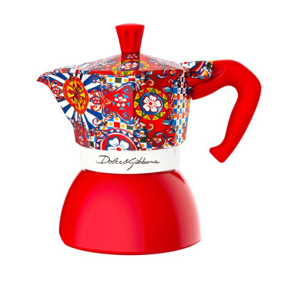 Italian Coffee Pot Bialetti MOKA D&G Red Stainless steel 4 Cups