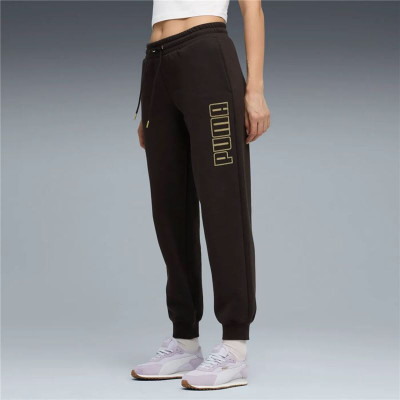 Long Sports Trousers Puma Maximal Metallic Sweatpants Black Lady