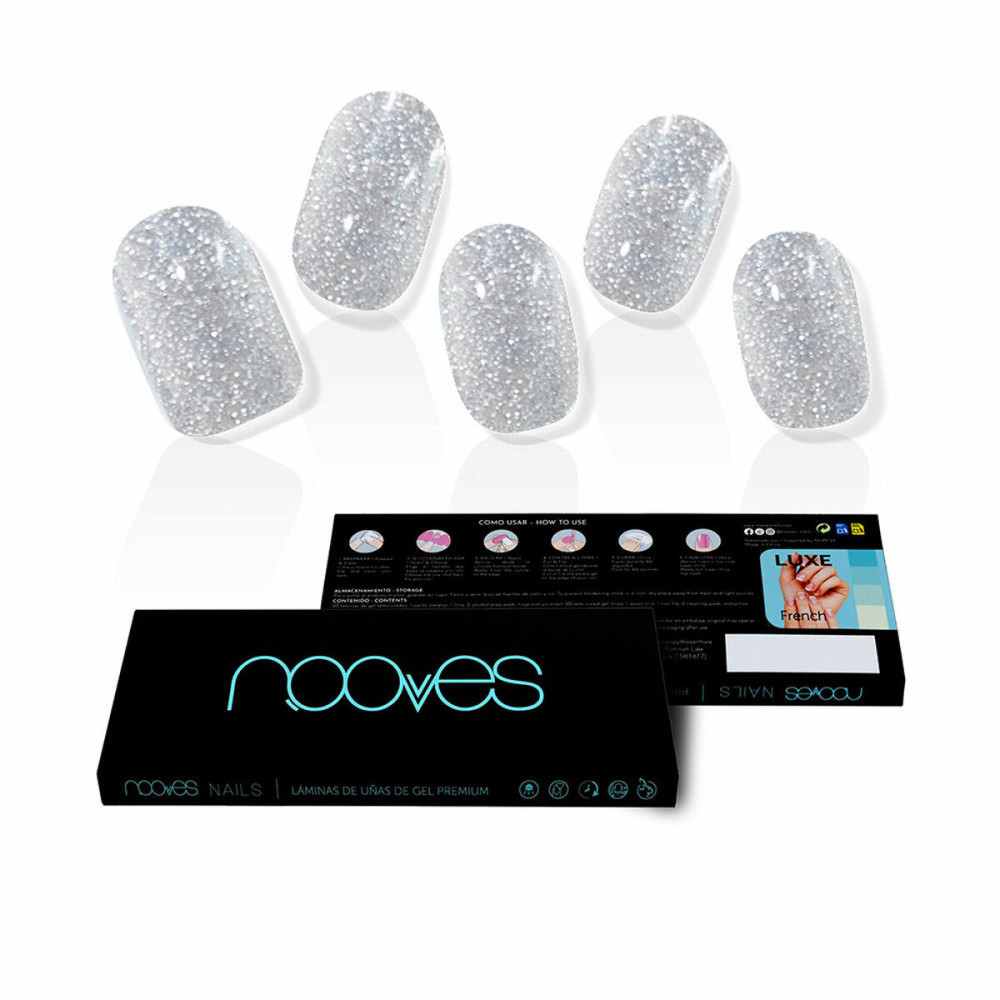 Gel Nail Strips Nooves Láminas De Uñas De Gel Glitter grey 20 Pieces