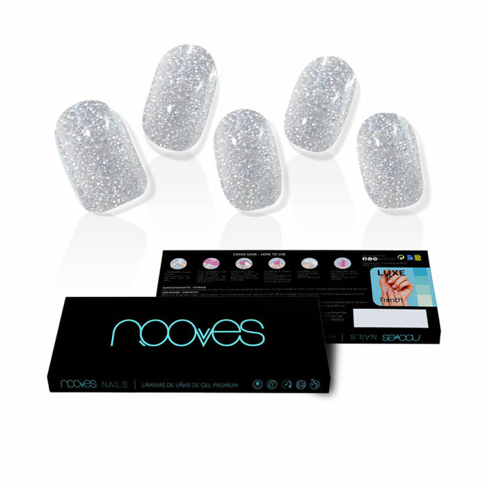 Gel Nail Strips Nooves Láminas De Uñas De Gel Glitter grey 20 Pieces