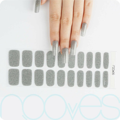 Gel Nail Strips Nooves Láminas De Uñas De Gel Glitter grey 20 Pieces