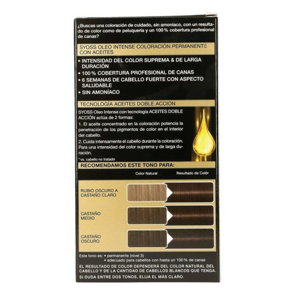 Permanent Dye Syoss Olio Intense Brown Nº 3,10 Platinum Blonde Nº 3.10-Castano