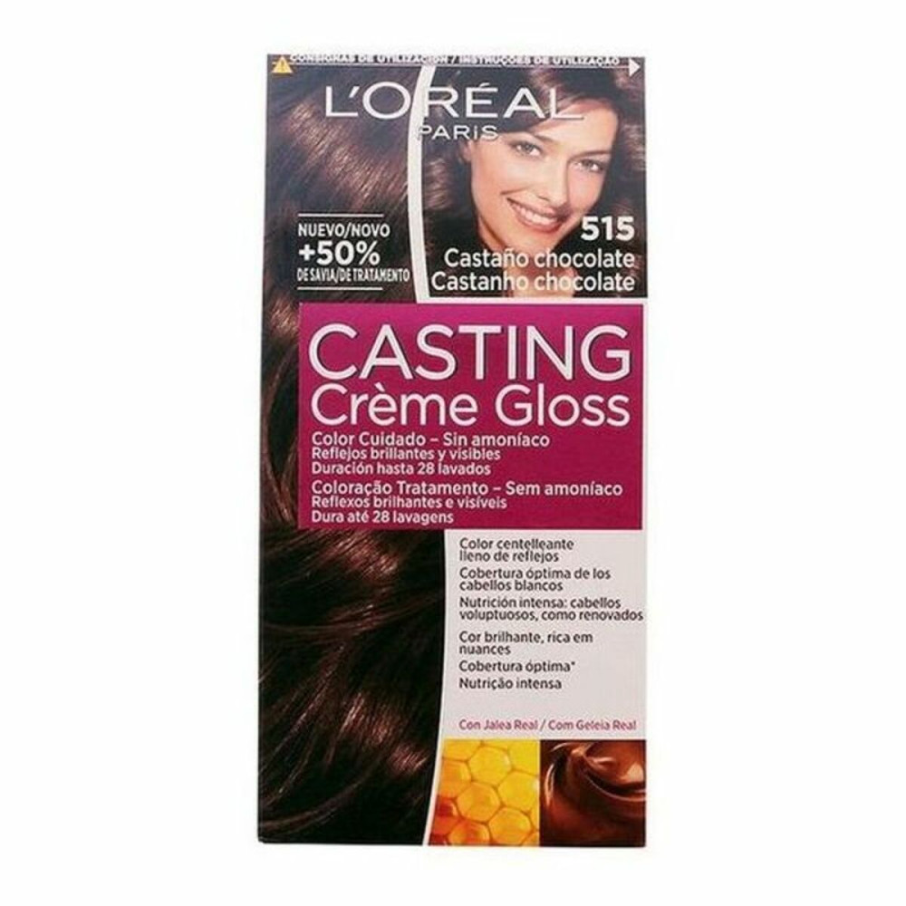 Dye No Ammonia L'Oreal Make Up Casting Creme Gloss Chocolate Chestnut Nº 515-Chocolate Helado 180 ml