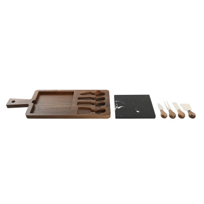 Cheese board DKD Home Decor Brown Black 49 x 19 x 2 cm