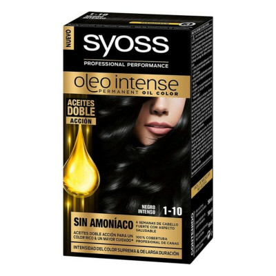 Permanent Dye Syoss Olio Intense Black Intense Nº 1,10 Platinum Blonde Nº 1.10-Negro Intenso