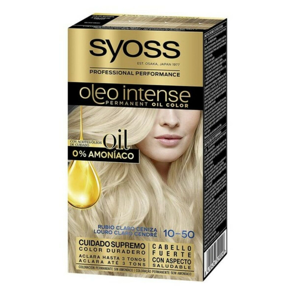 Permanent Dye Syoss Olio Intense Light Ash Blonde Nº 10,50 Platinum Blonde Nº 10.50 - Rubio Claro Ceniza