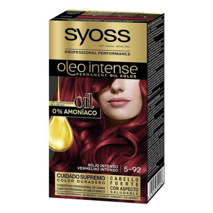 Permanent Dye Syoss Olio Intense Intense Ruby Nº 5,92 Platinum Blonde Nº 5.92-Rojo Intenso