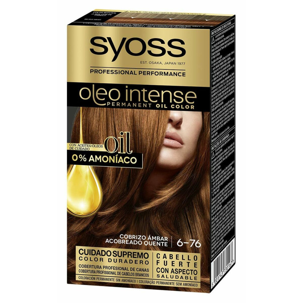 Permanent Dye Syoss Olio Intense Platinum Blonde Nº 6.76 Cobrizo ambar