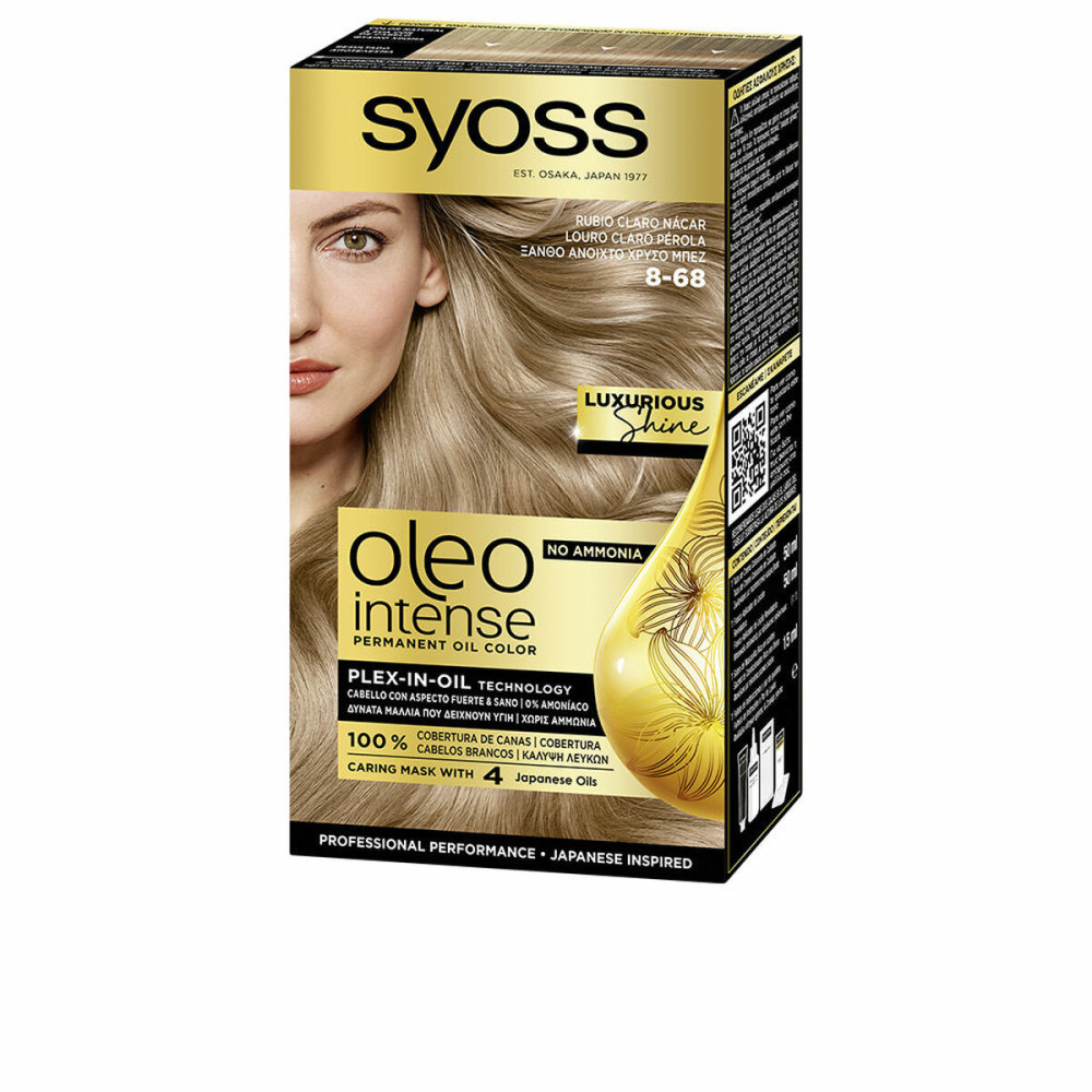 Permanent Dye Syoss Oleo Intense Light Blonde Nº 8-68 Nº 8-68-Rubio Claro Nacar