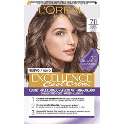 Permanent Colour Creme L'Oreal Make Up Excellence Ash Blonde 7,11 Intense Nº 7,11-Rubio Ceniza Intenso 192 ml