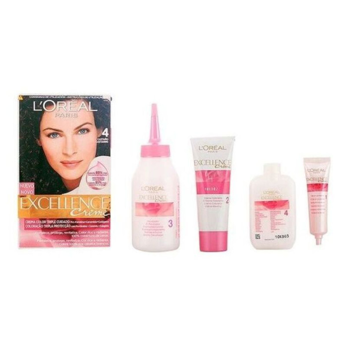 Permanent Dye L'Oreal Make Up Excellence Nº 4-Castano 192 ml