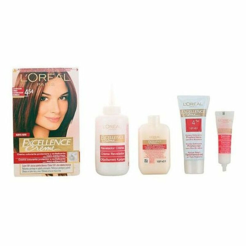 Permanent Dye L'Oreal Make Up Excellence Auburn Copper Chestnut Nº 4,54 Castano Caoba Cobrizo Nº 4,54-Castano Caoba Cobrizo 192 