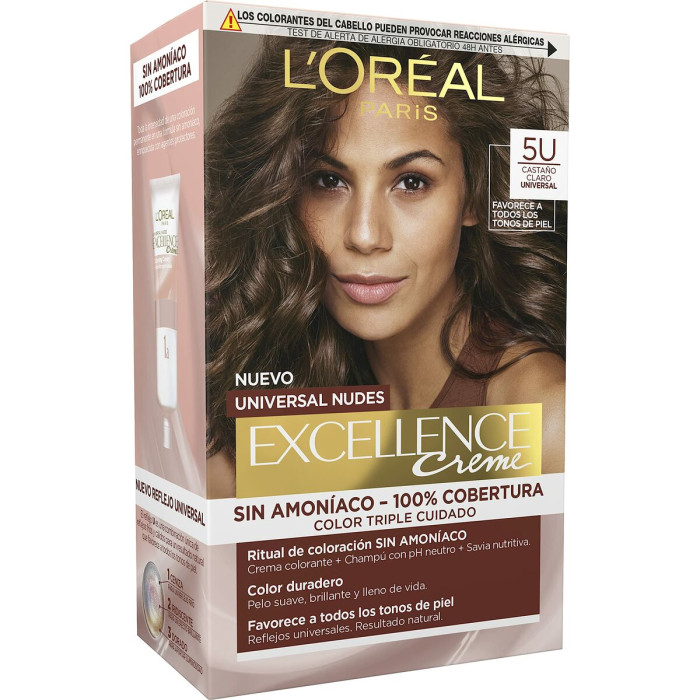 Permanent Dye L'Oreal Make Up Excellence Light Brown Nº 5u-Light Brown (5 Units)