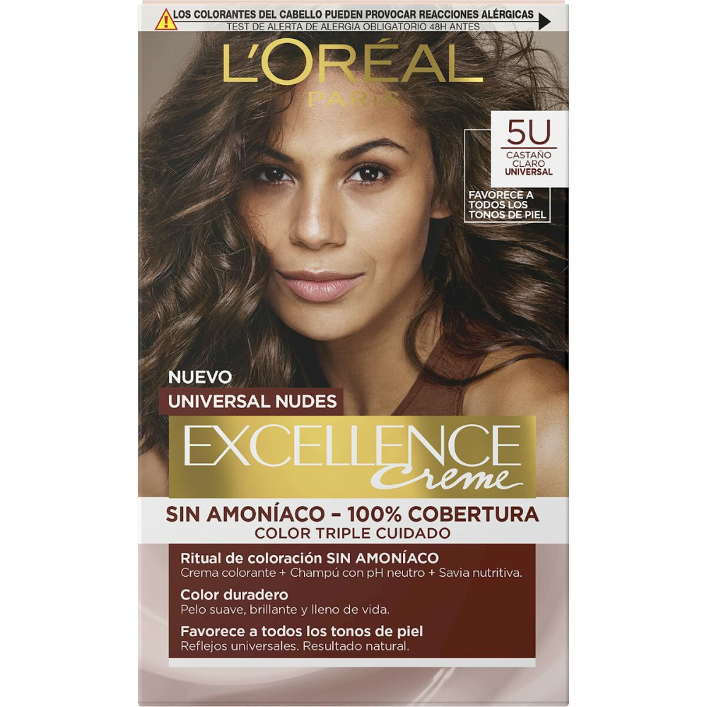Permanent Dye L'Oreal Make Up Excellence Light Brown Nº 5u-Light Brown (5 Units)