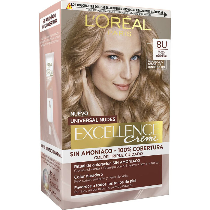 Permanent Dye L'Oréal Paris Excellence Nº 8u-Light Blonde (5 Units)