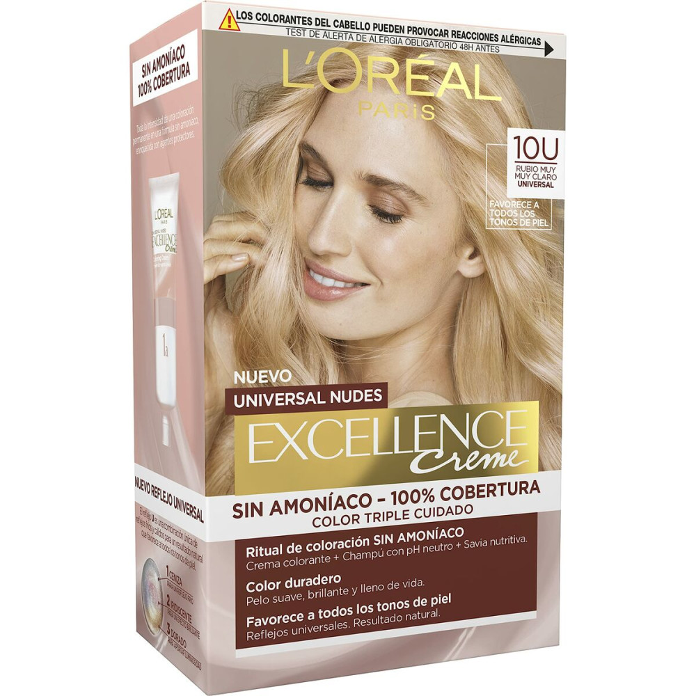 Permanent Dye L'Oreal Make Up Excellence Light Blonde Nº 10u-Lightest Blonde (5 Units)