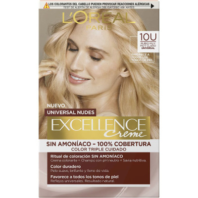 Permanent Dye L'Oreal Make Up Excellence Light Blonde Nº 10u-Lightest Blonde (5 Units)