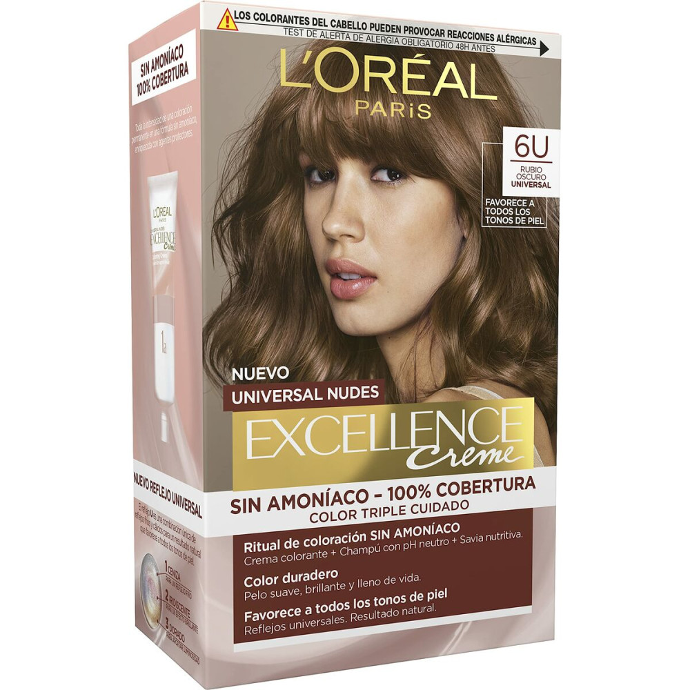 Permanent Dye L'Oreal Make Up Excellence Dark Blonde Nº 6u-Dark Blonde (5 Units)