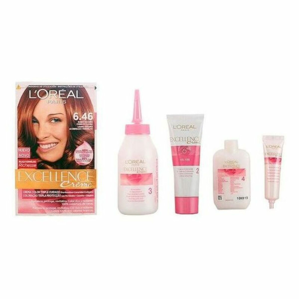 Permanent Dye L'Oreal Make Up Excellence Dark Copper Auburn Blonde Nº 6,46 Rubio Oscuro Cobrizo Caoba Nº 6,46-Rubio Oscuro Cobri