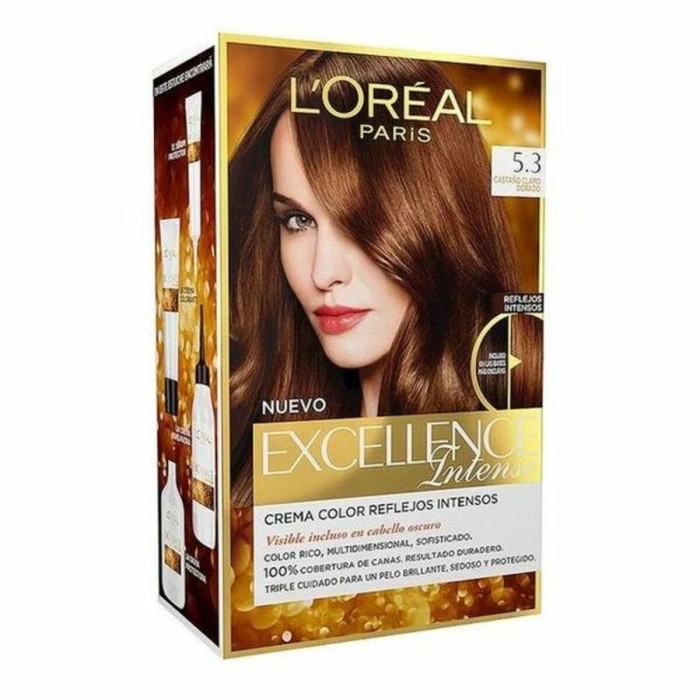 Permanent Dye L'Oreal Make Up Excellence Light Golden Brown Nº 5,3 Castano Claro Dorado Nº 5,3-Castano Claro Dorado (1 Unit)