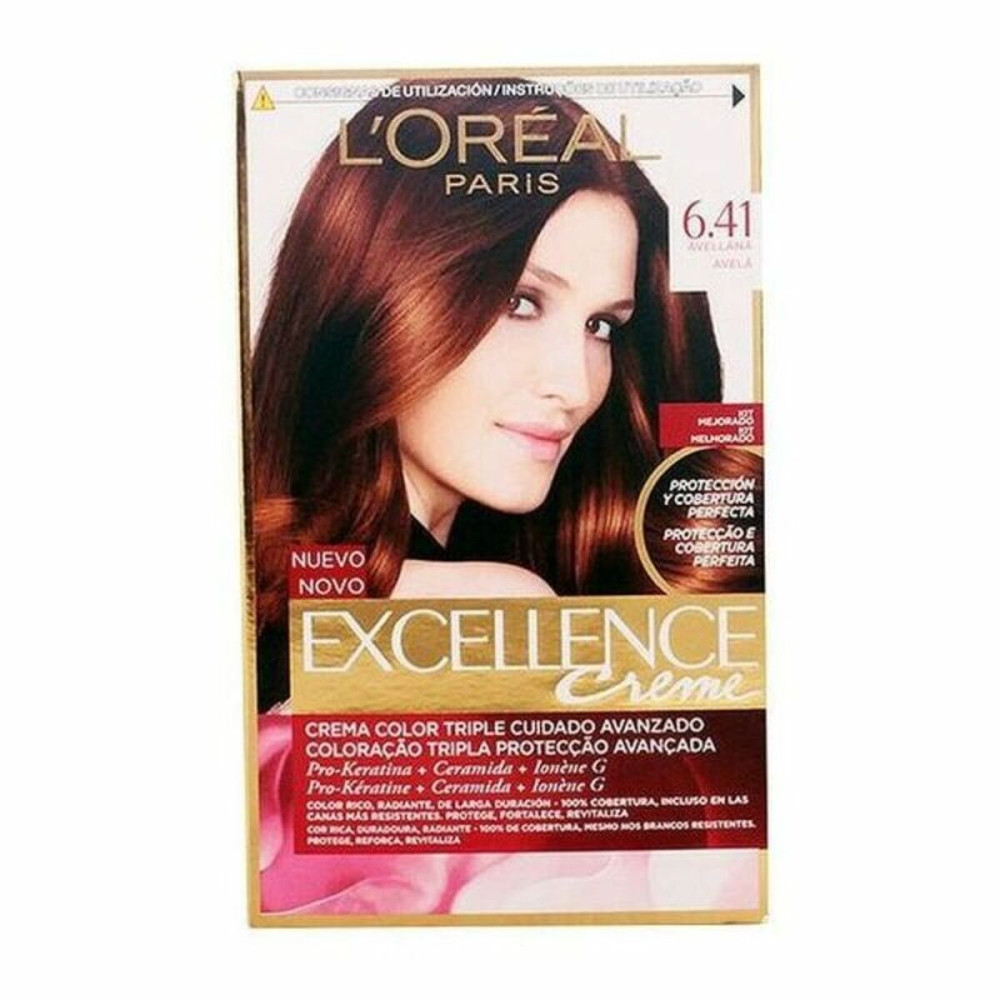 Permanent Dye L'Oreal Make Up Excellence Nº 6,41 Avellana Nº 6,41-Avellana 192 ml