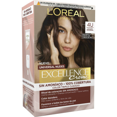 Permanent Dye L'Oreal Make Up Excellence Brown Nº 4u-Brown (5 Units)