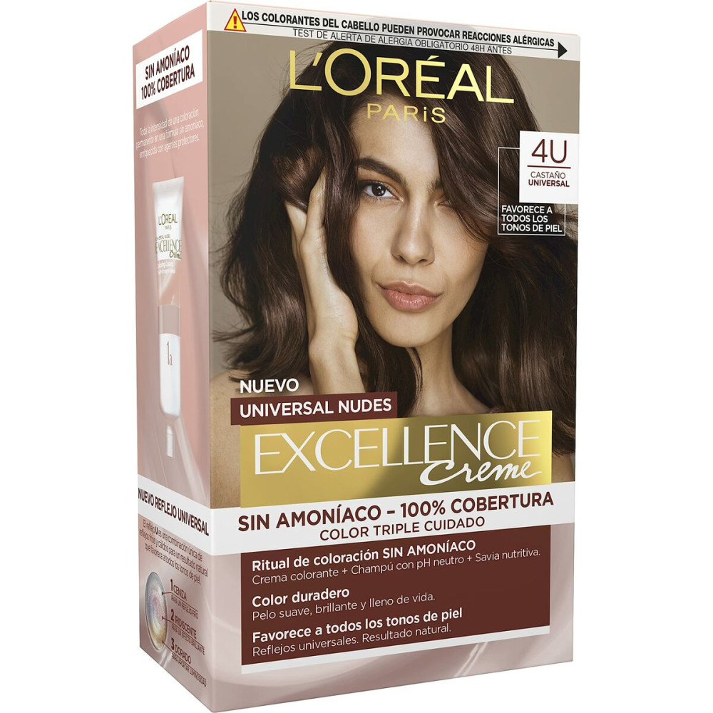 Permanent Dye L'Oreal Make Up Excellence Brown Nº 4u-Brown (5 Units)