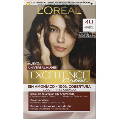 Permanent Dye L'Oreal Make Up Excellence Brown Nº 4u-Brown (5 Units)
