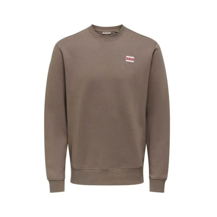 Men’s Sweatshirt without Hood Only & Sons Onsdawson Reg Crew Vd Falcon Brown