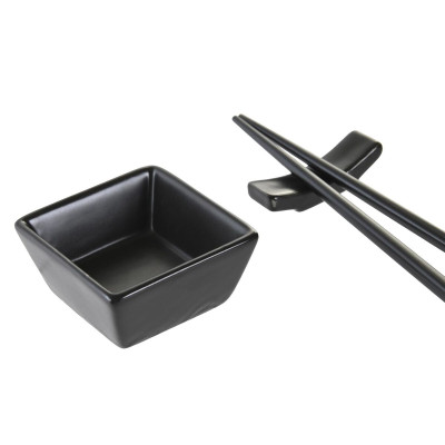 Sushi Set DKD Home Decor Natural Black Bamboo Stoneware Oriental