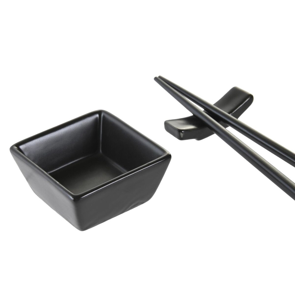 Sushi Set DKD Home Decor Natural Black Bamboo Stoneware Oriental
