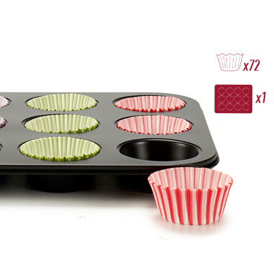 Muffin Tray Kinvara Blue Black Red Green Purple Multicolour 7 x 7 x 3 cm 35 x 3 x 26,5 cm Baking tray (12 Units)