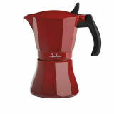 Italian Coffee Pot JATA Cafetera de inducción roja vulcano Red Aluminium 12 Cups (1 Unit)