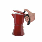 Italian Coffee Pot JATA Cafetera de inducción roja vulcano Red Aluminium 12 Cups (1 Unit)
