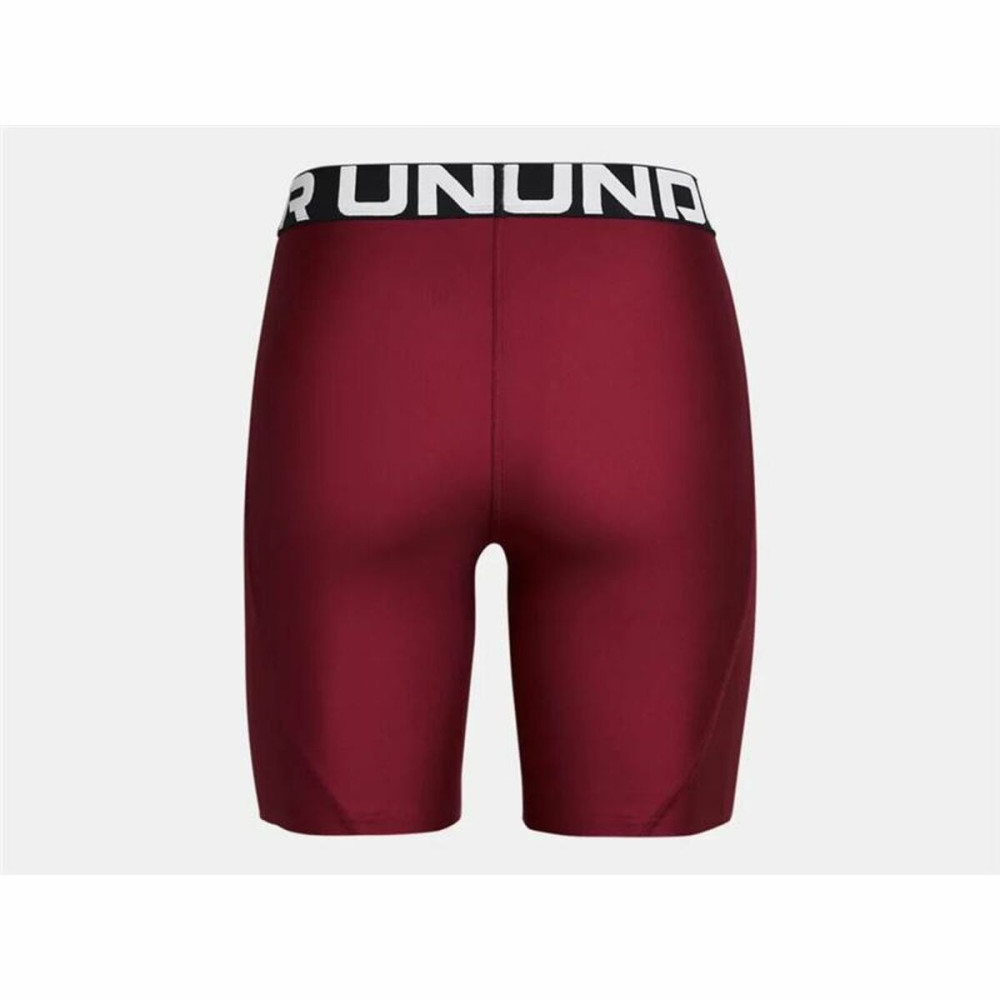 Sports Leggings for Men Under Armour Hg 8In Burgundy Crimson Red