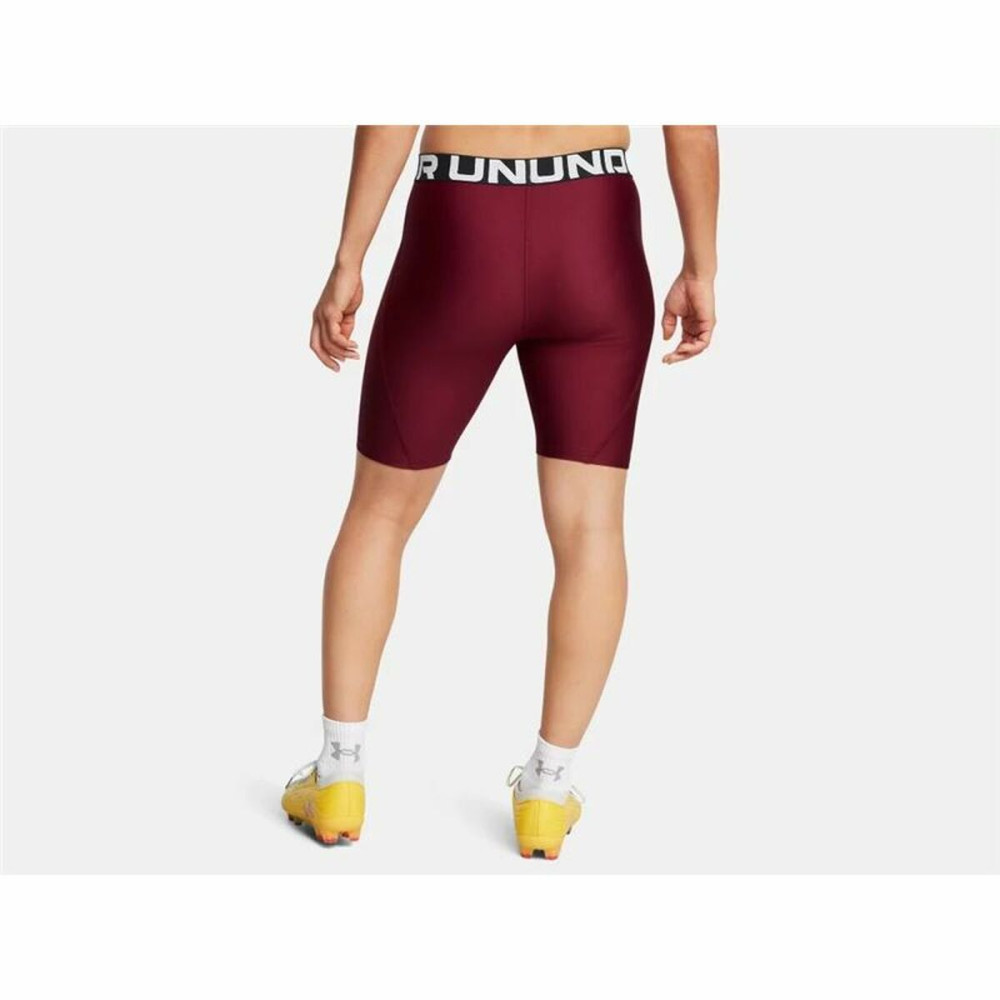 Sports Leggings for Men Under Armour Hg 8In Burgundy Crimson Red