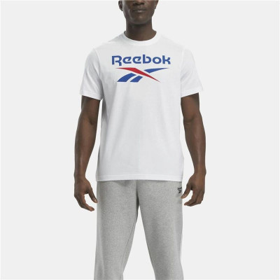 Men’s Short Sleeve T-Shirt Reebok Identity Big Stacked Logo White