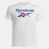 Men’s Short Sleeve T-Shirt Reebok Identity Big Stacked Logo White