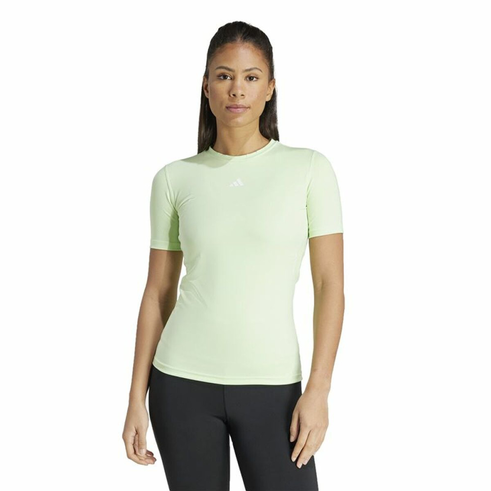 Women’s Short Sleeve T-Shirt Adidas Essentials Techfit Train Lime green Light Green