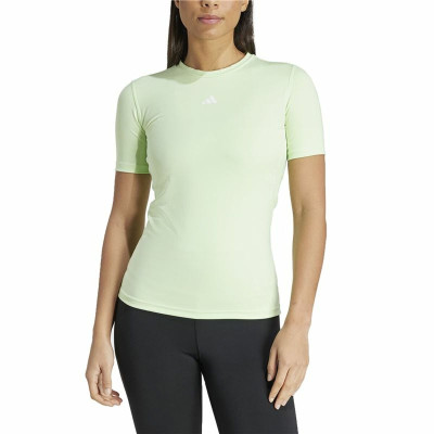 Women’s Short Sleeve T-Shirt Adidas Essentials Techfit Train Lime green Light Green