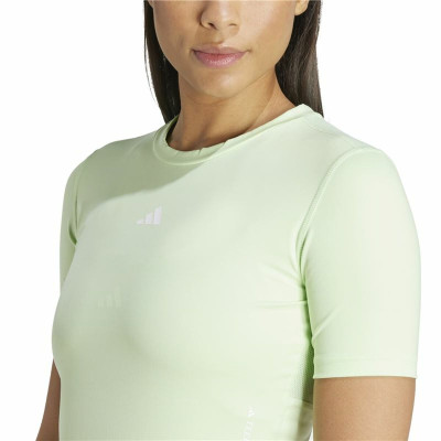 Women’s Short Sleeve T-Shirt Adidas Essentials Techfit Train Lime green Light Green