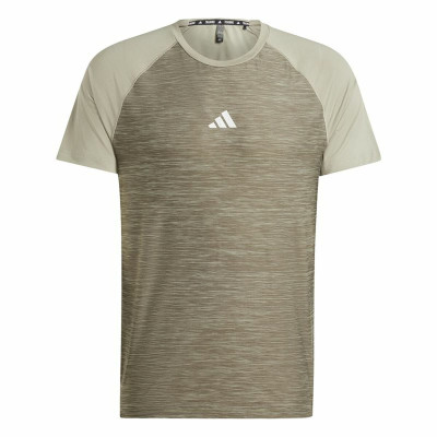 Men’s Short Sleeve T-Shirt Adidas Gym+ 3 Bandas Brown