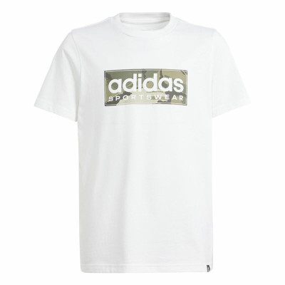 Children’s Short Sleeve T-Shirt Adidas B Camo Lin White